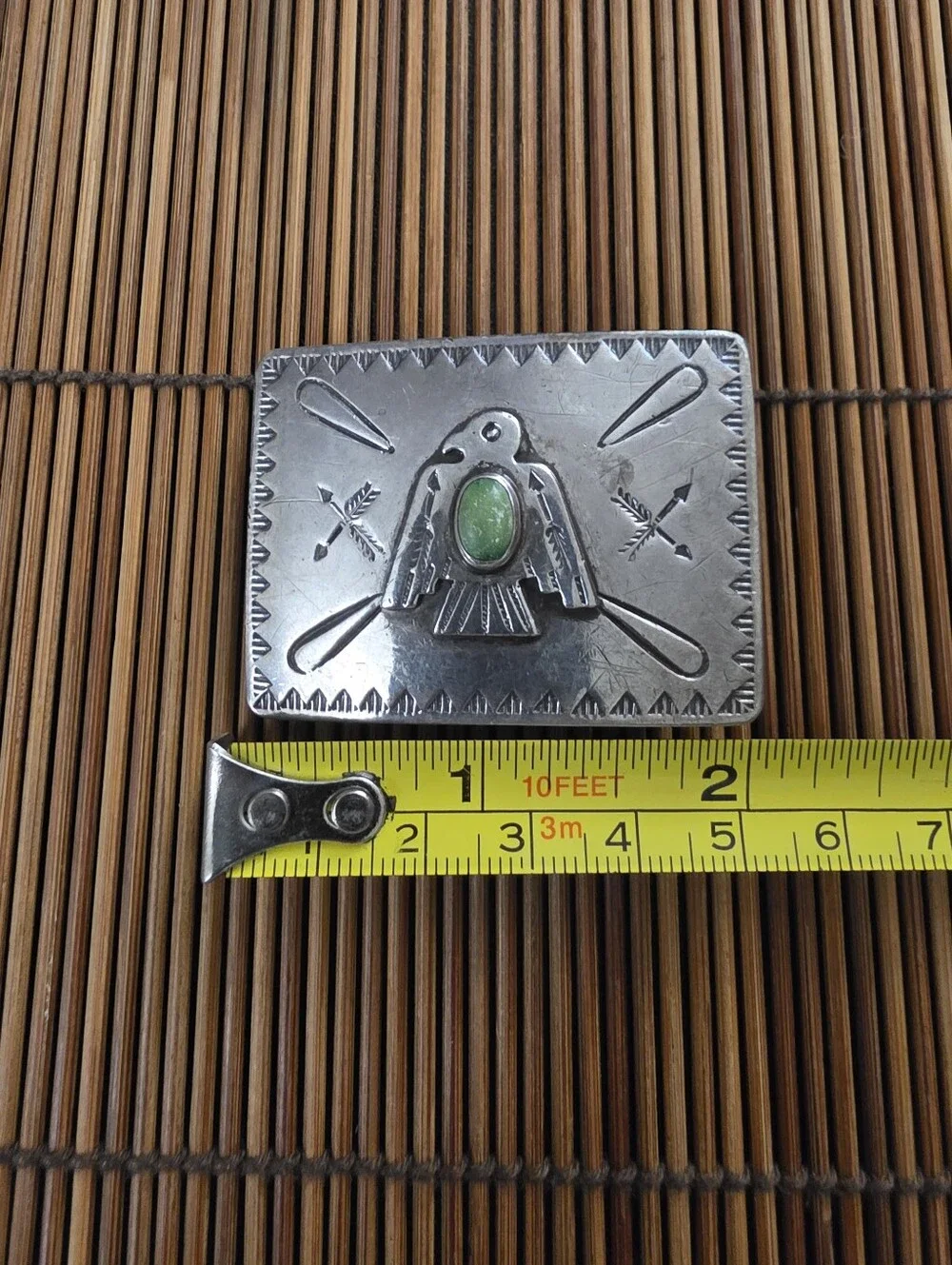 Sterling Silver Turquoise Thunderbird Belt Buckle (Vintage)